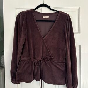 Madewell Corduroy Wrap Blouse in Deep Purple
